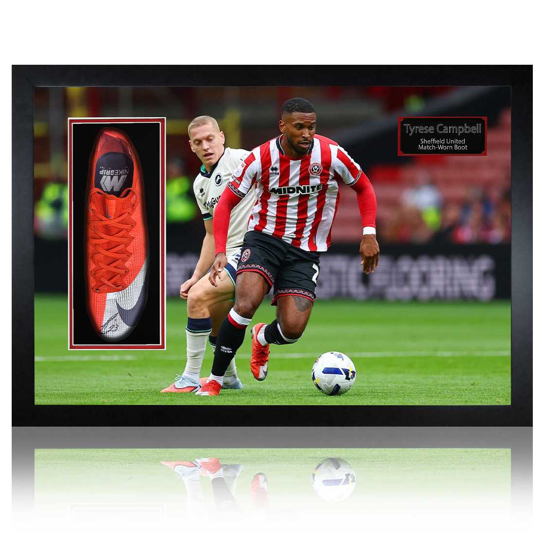 Tyrese Campbell Signed & Match-Worn Sheffield United Boot Iconic Frame #2