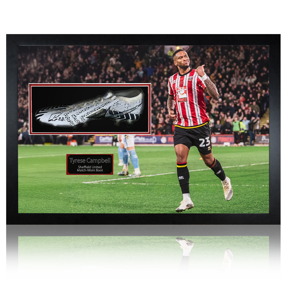 Tyrese Campbell Signed & Match-Worn Sheffield United Boot Iconic Frame #2