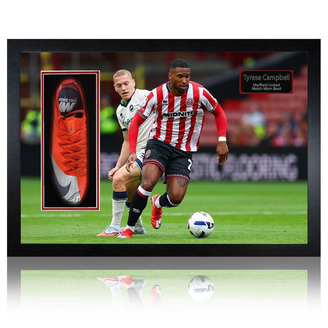 Tyrese Campbell Signed & Match-Worn Sheffield United Boot Iconic Frame #1