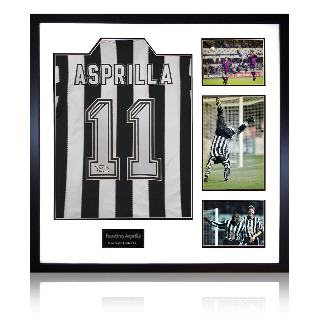 Faustino Asprilla Signed Newcastle United Shirt Elite Frame