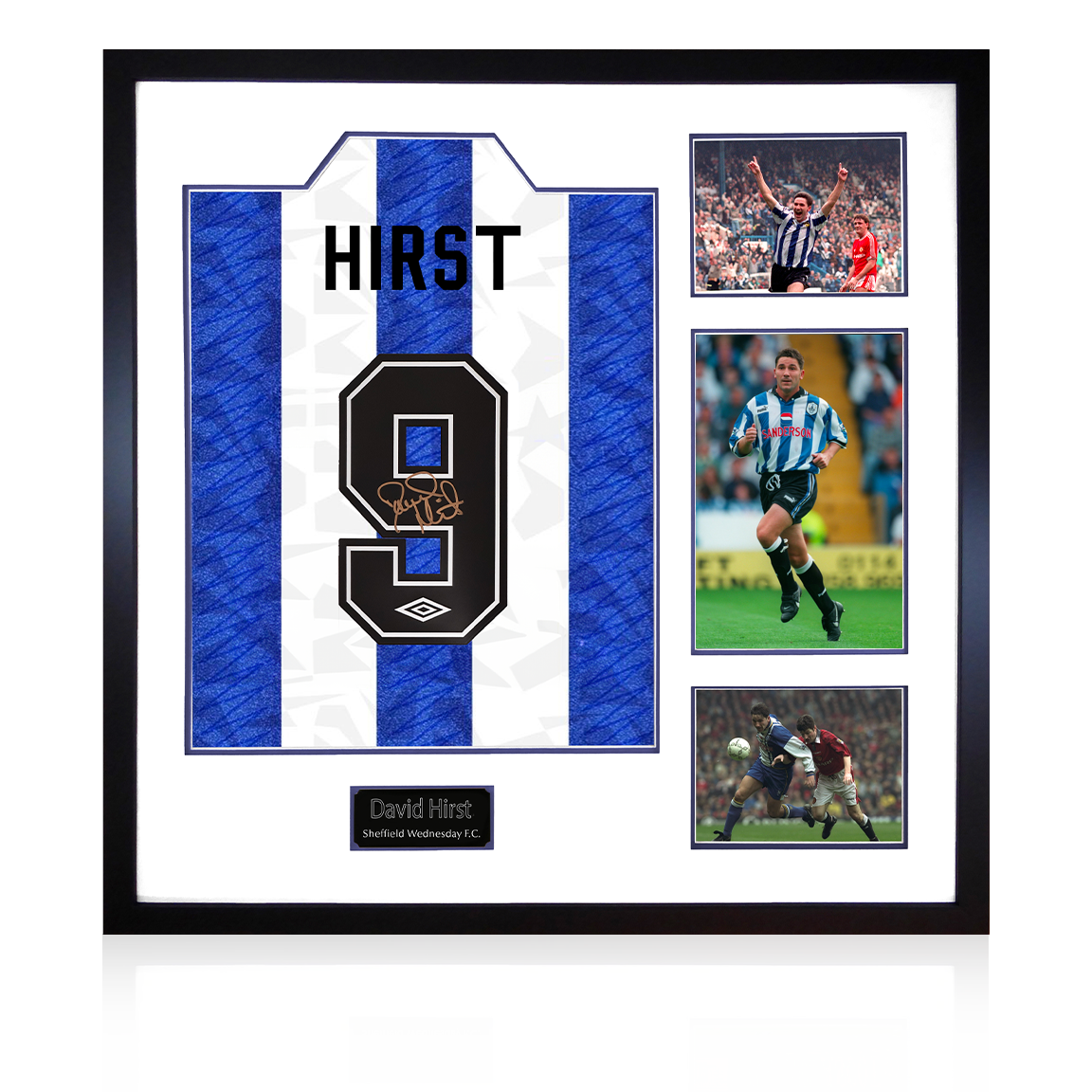 David Hirst Signed Sheffield Wednesday Home Shirt Elite Frame