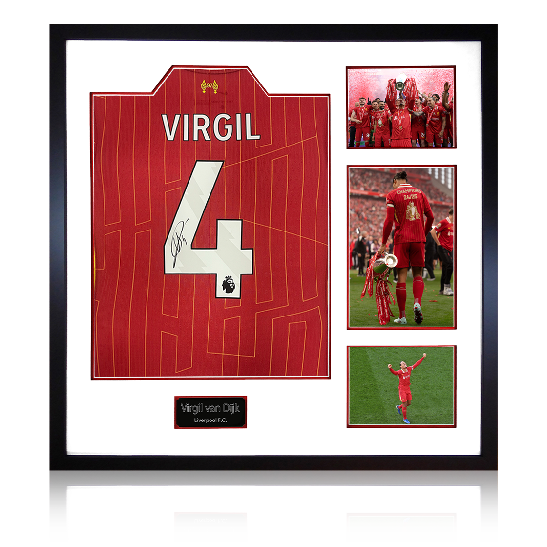 Virgil van Dijk Signed Liverpool Shirt Elite Frame