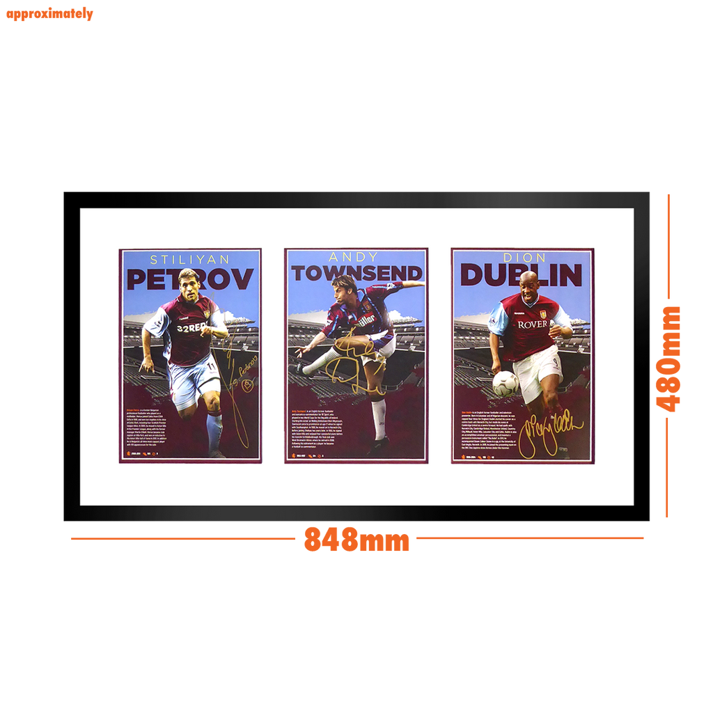 Stiliyan Petrov, Andy Townsend, Dion Dublin Signed Aston Villa Deluxe Mount Frame