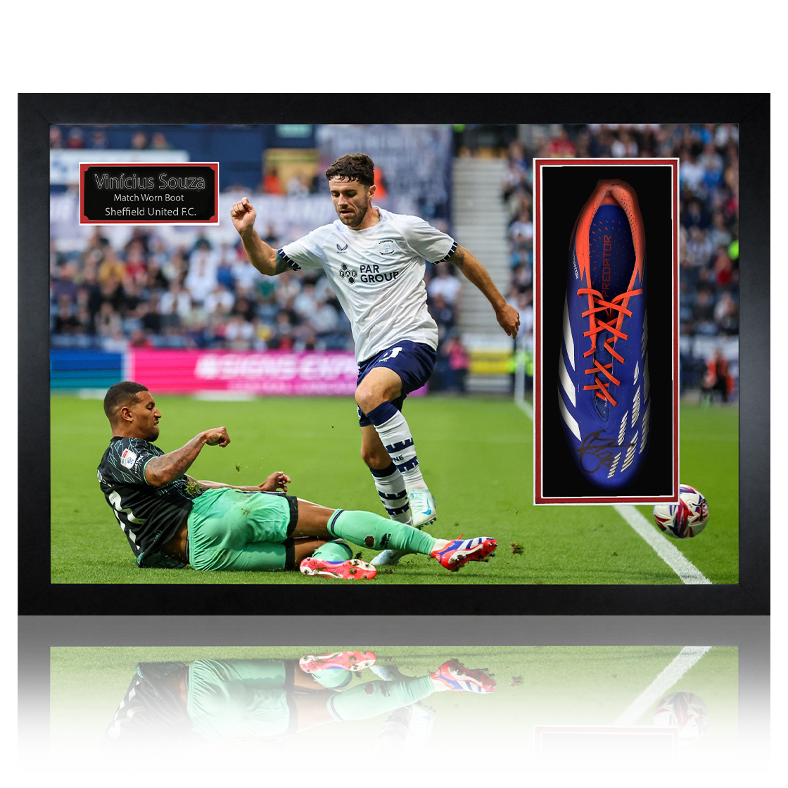 Vini Souza Signed & Match-Worn Sheffield United Boot Iconic Frame #1