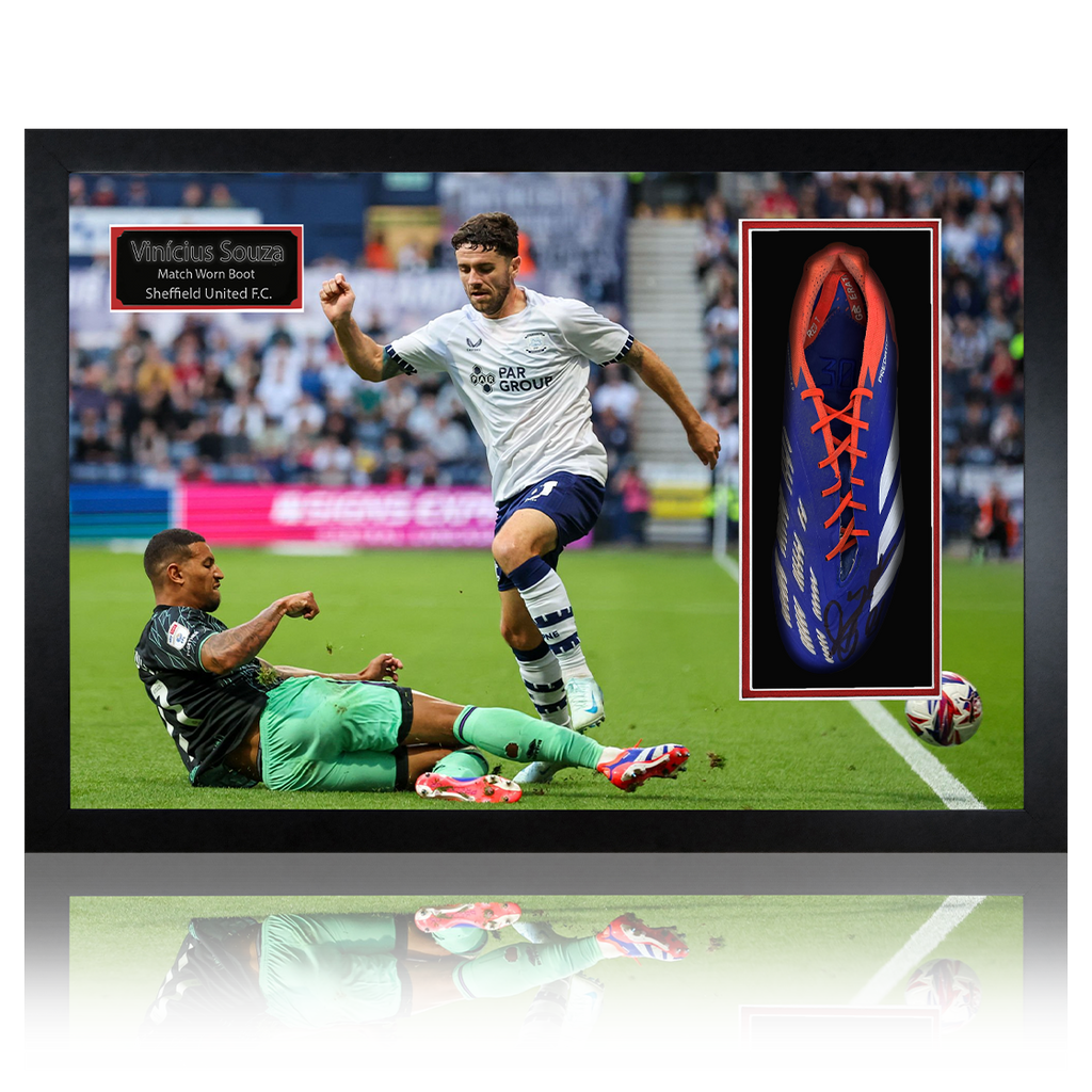 Vini Souza Signed & Match-Worn Sheffield United Boot Iconic Frame #2