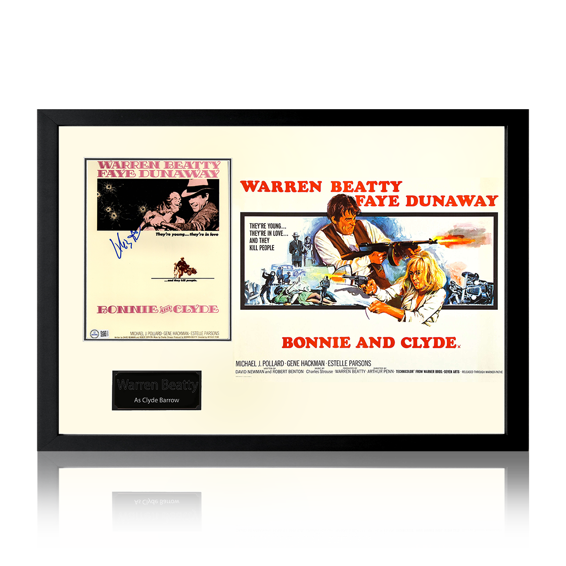Warren Beatty Signed Bonnie and Clyde Image Iconic Frame (AFTAL Authentication)