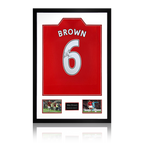 Wes Brown Signed Manchester United Shirt Premium Frame