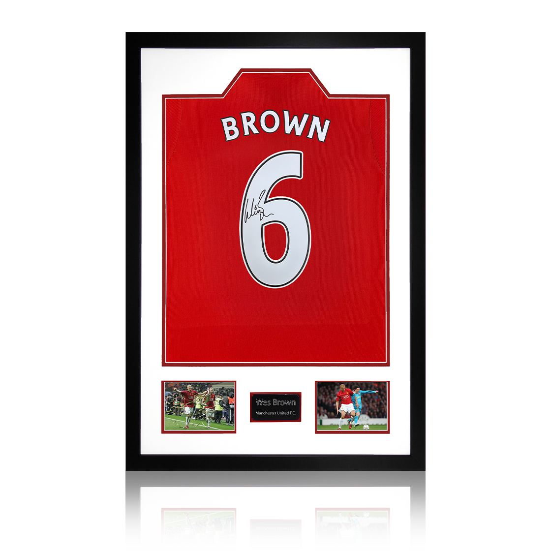 Wes Brown Signed Manchester United Shirt Premium Frame