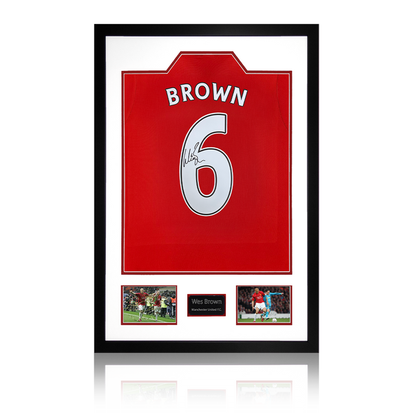 Wes Brown サイン入りシャツ フレーム付き Wes Brown Signed Manchester United Shirt Premium Frame – The Fan