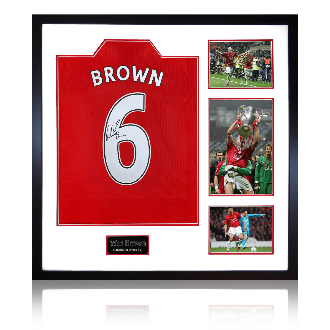 Wes Brown Signed Manchester United Shirt Elite Frame