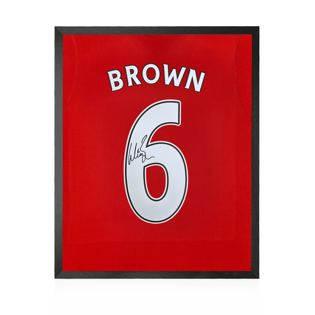 Wes Brown Signed Manchester United Shirt Compact Display