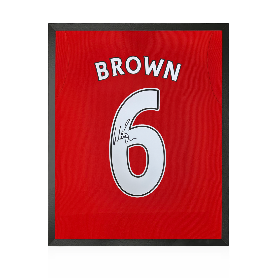 Wes Brown Signed Manchester United Shirt Compact Display