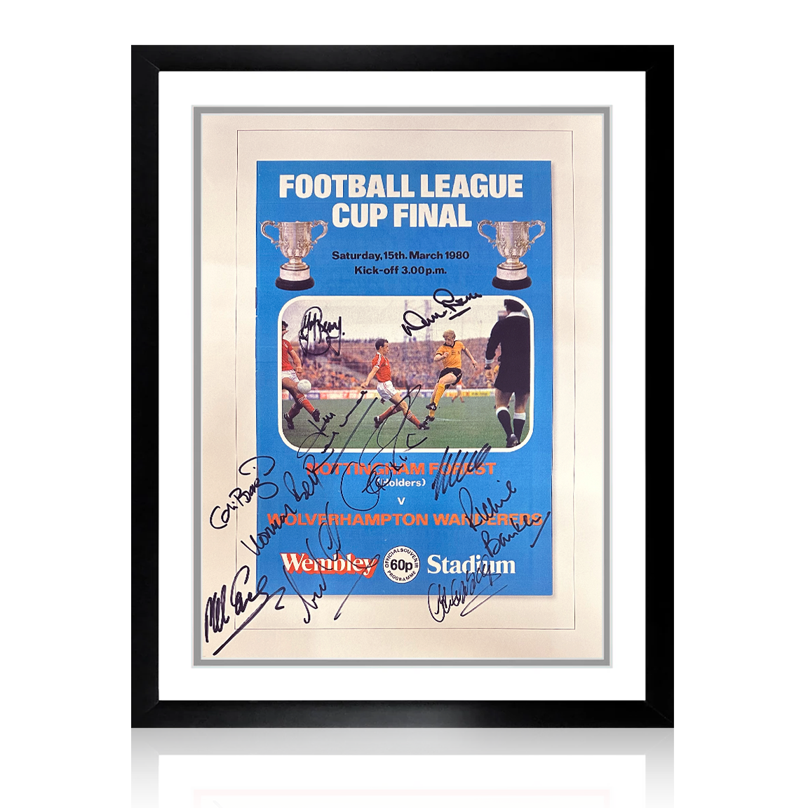 Wolverhampton Wanderers 80's Squad Signed By 11 Deluxe Mount Frame