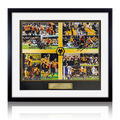 Edwards, Milijas, Ward, Hunt, Doyle & Elekobi Signed Wolverhampton Wanderers 10/11 Deluxe Mount Frame
