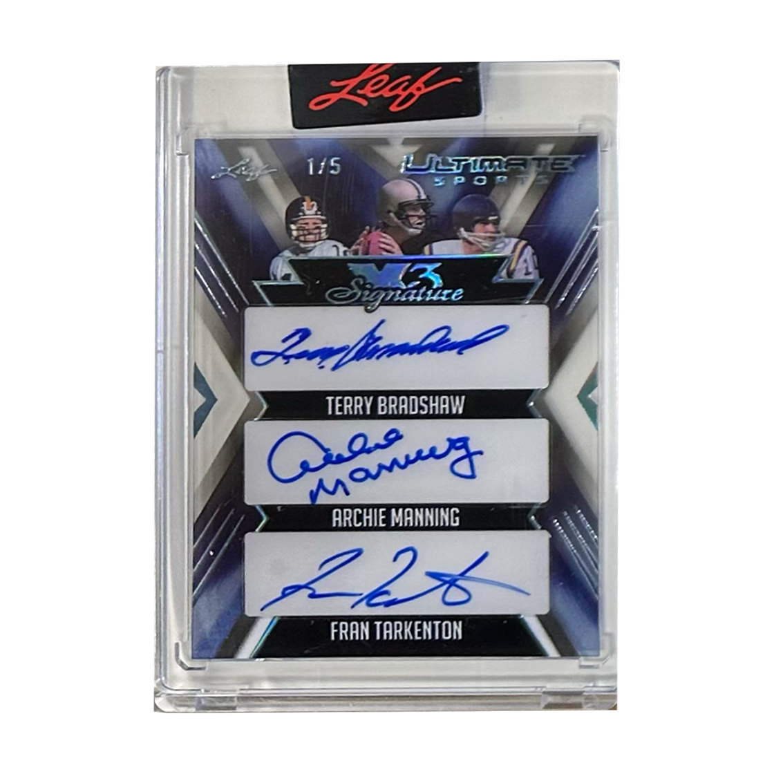 Leaf X3 Signature Terry Bradshaw, Archie Manning & Fran Tarkenton 1/5