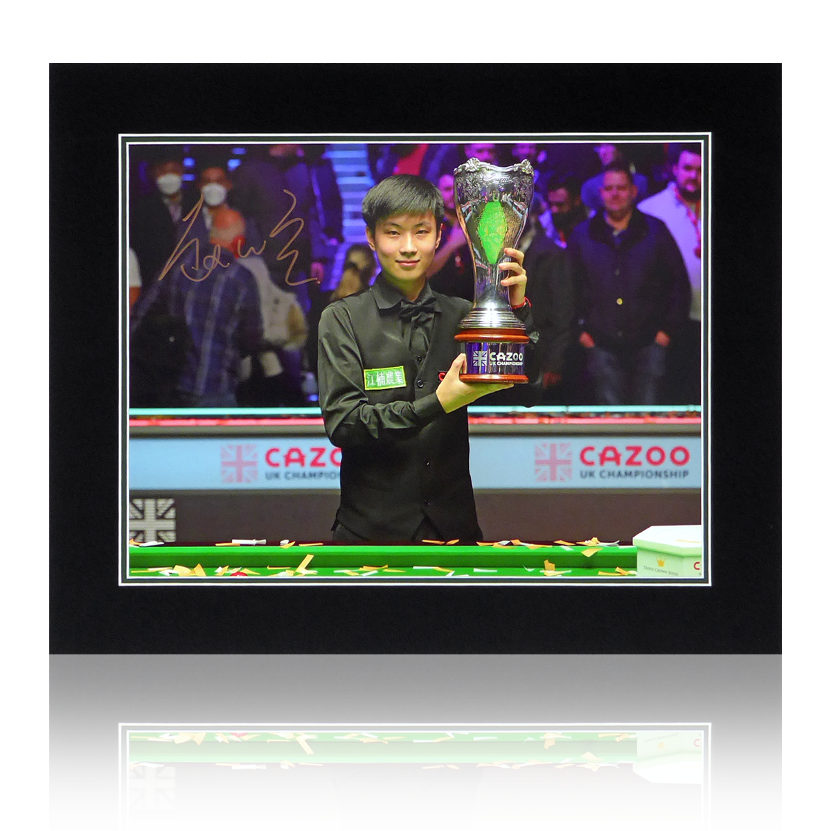 Zhao Xintong Signed Snooker UK Open Image Deluxe Mount
