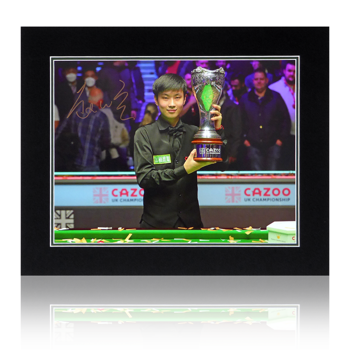 Zhao Xintong Signed Snooker UK Open Image Deluxe Mount