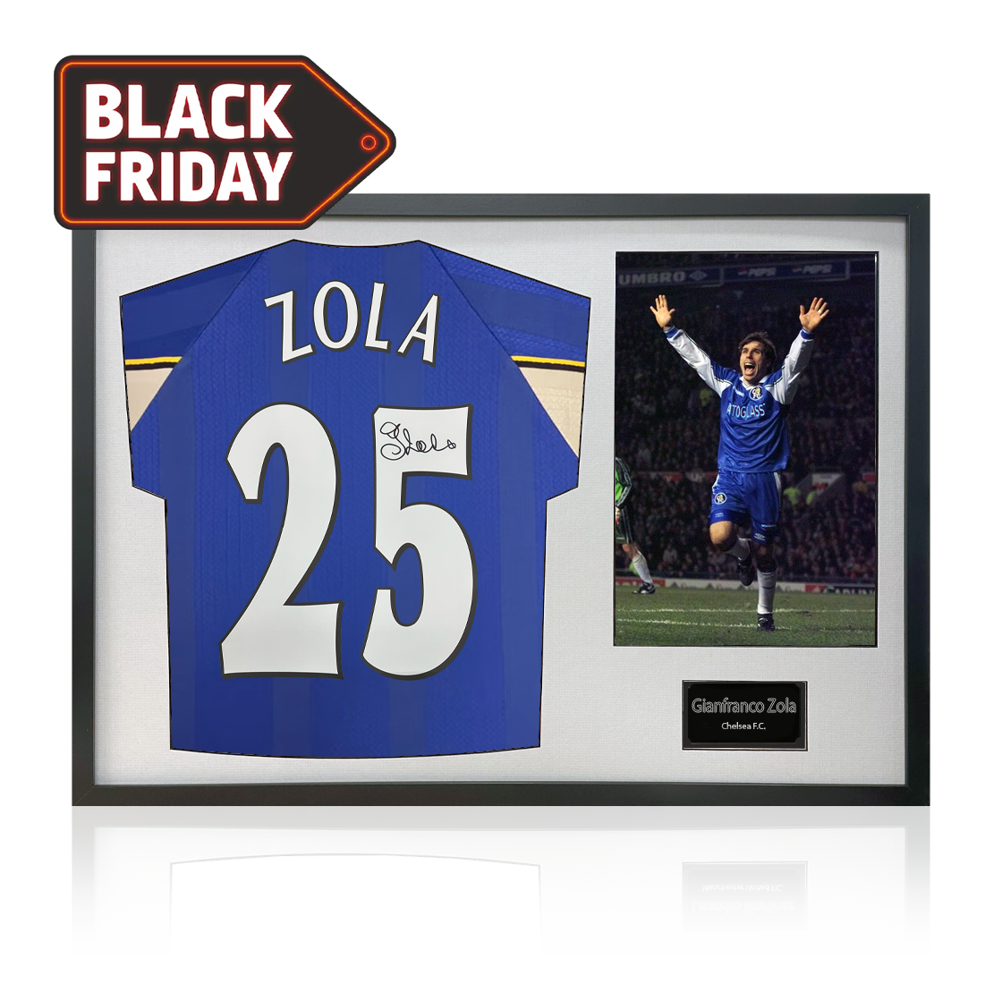 Gianfranco Zola Signed Chelsea Shirt Classic Frame