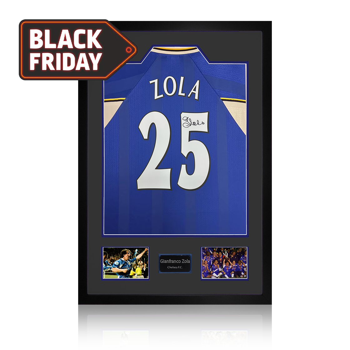 Gianfranco Zola Signed Chelsea Shirt Premium Frame