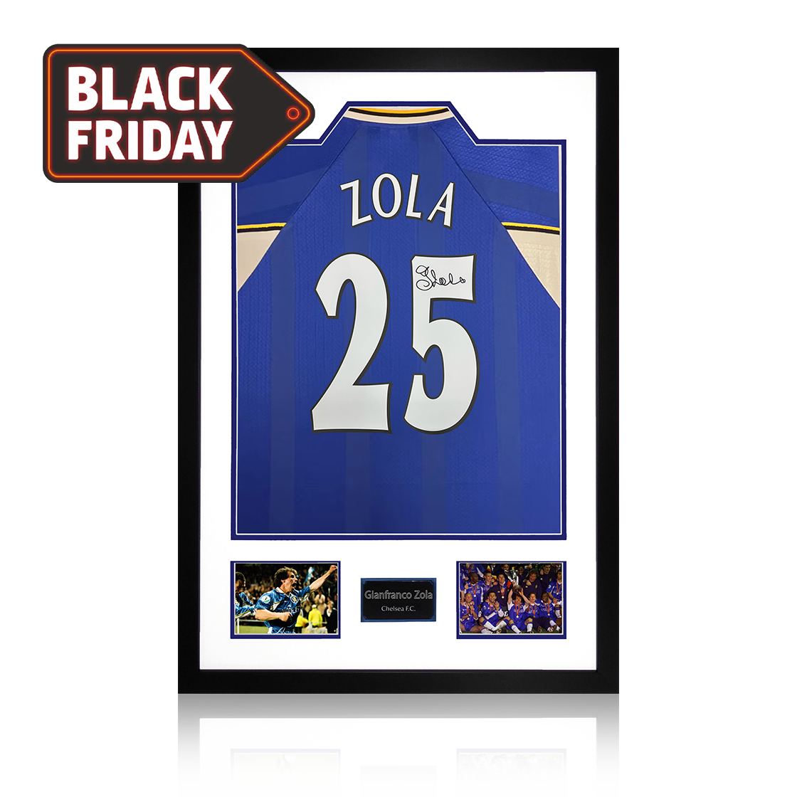 Gianfranco Zola Signed Chelsea Shirt Premium Frame
