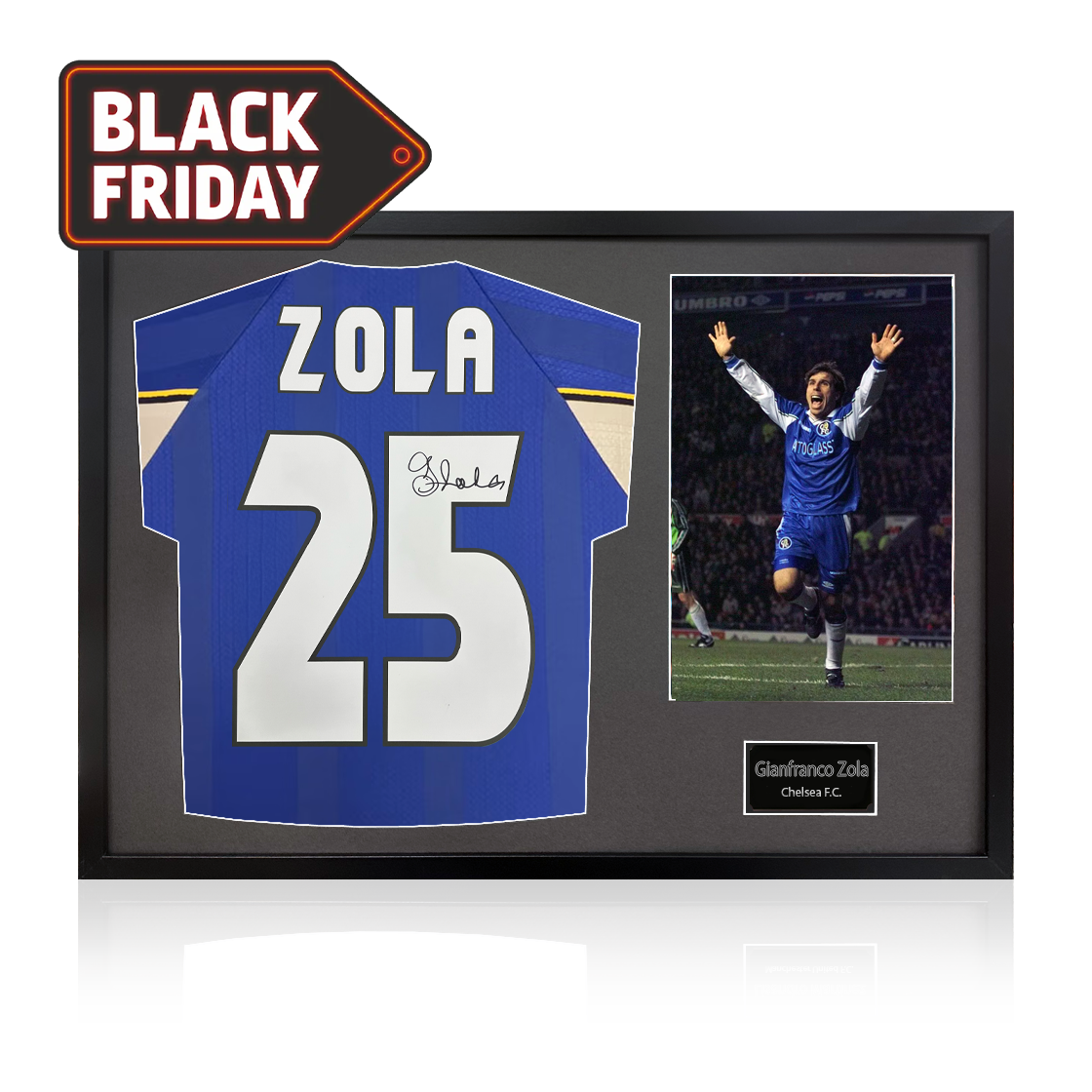 Gianfranco Zola Signed Chelsea Shirt Classic Frame