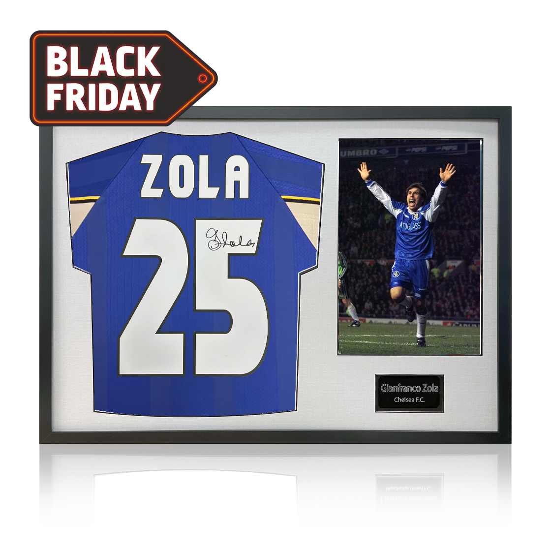 Gianfranco Zola Signed Chelsea Shirt Classic Frame