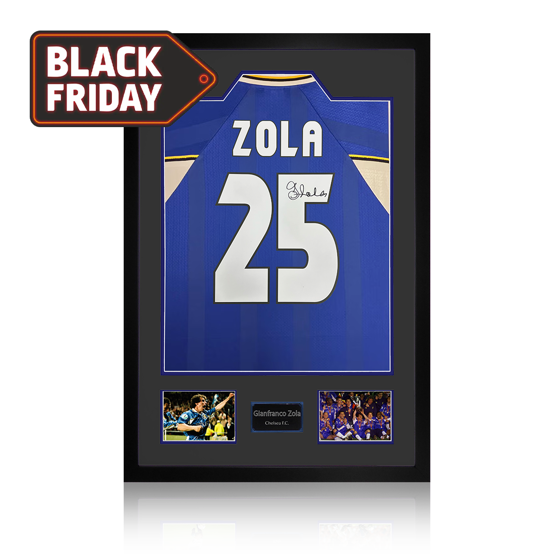 Gianfranco Zola Signed Chelsea Shirt Premium Frame