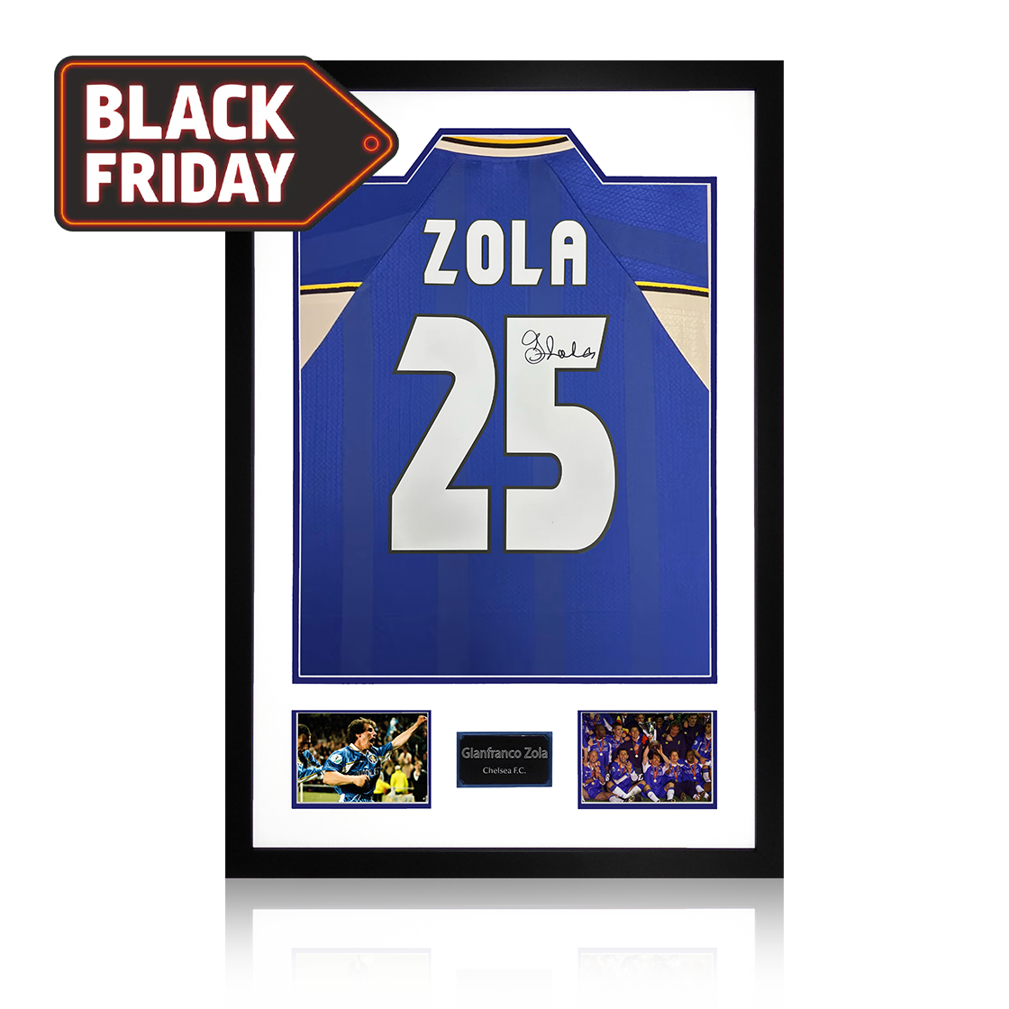 Gianfranco Zola Signed Chelsea Shirt Premium Frame