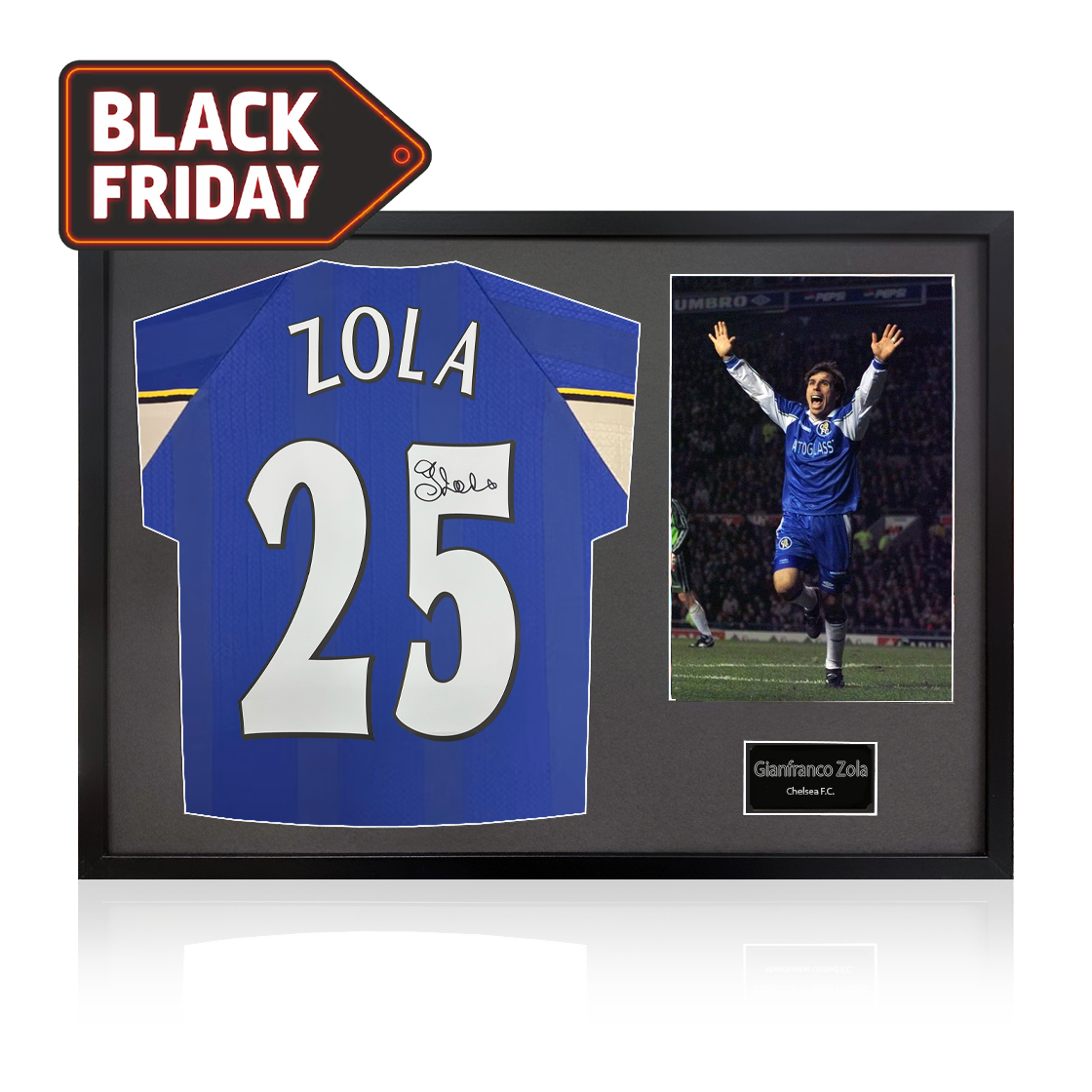 Gianfranco Zola Signed Chelsea Shirt Classic Frame