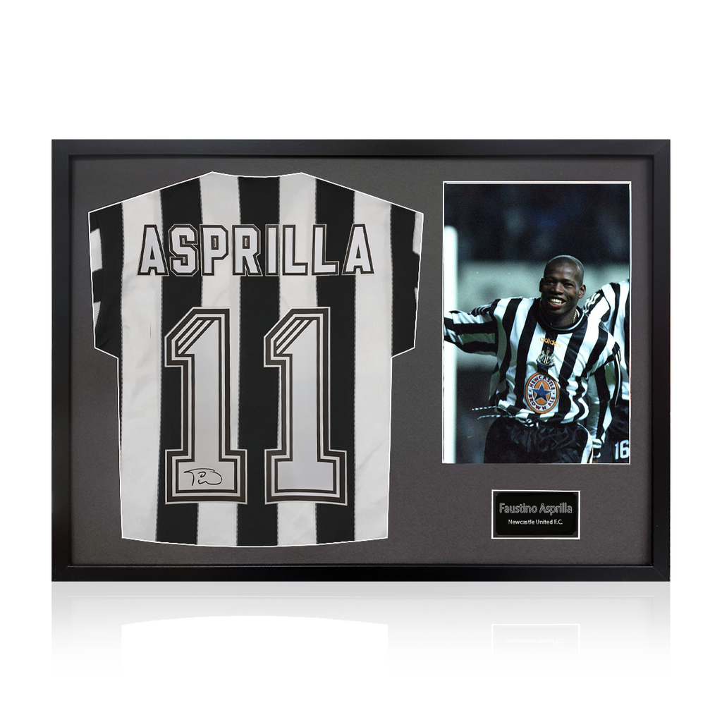 Faustino Asprilla Signed Newcastle United Shirt Classic Frame