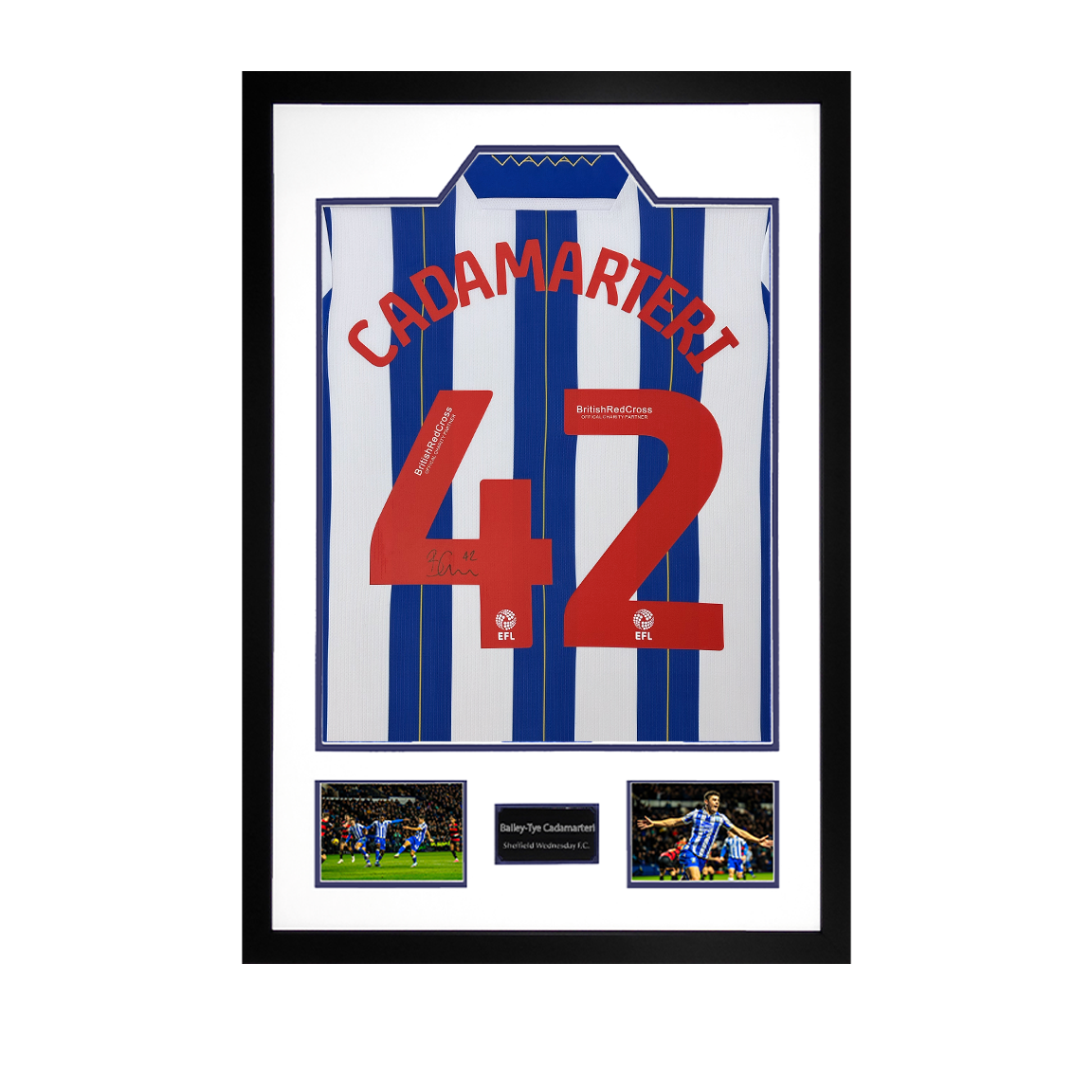 Bailey-Tye Cadamarteri Signed Sheffield Wednesday 23/24 Shirt Premium Frame
