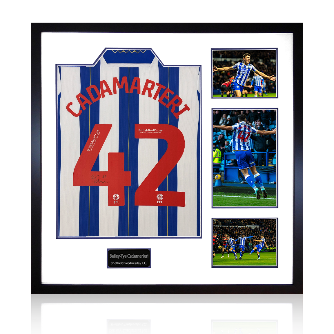 Bailey-Tye Cadamarteri Signed Sheffield Wednesday 23/24 Shirt Elite Frame