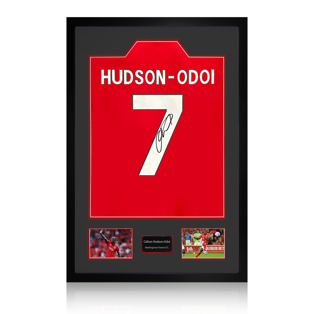 Callum Hudson-Odoi Signed Nottingham Forest Shirt Premium Frame