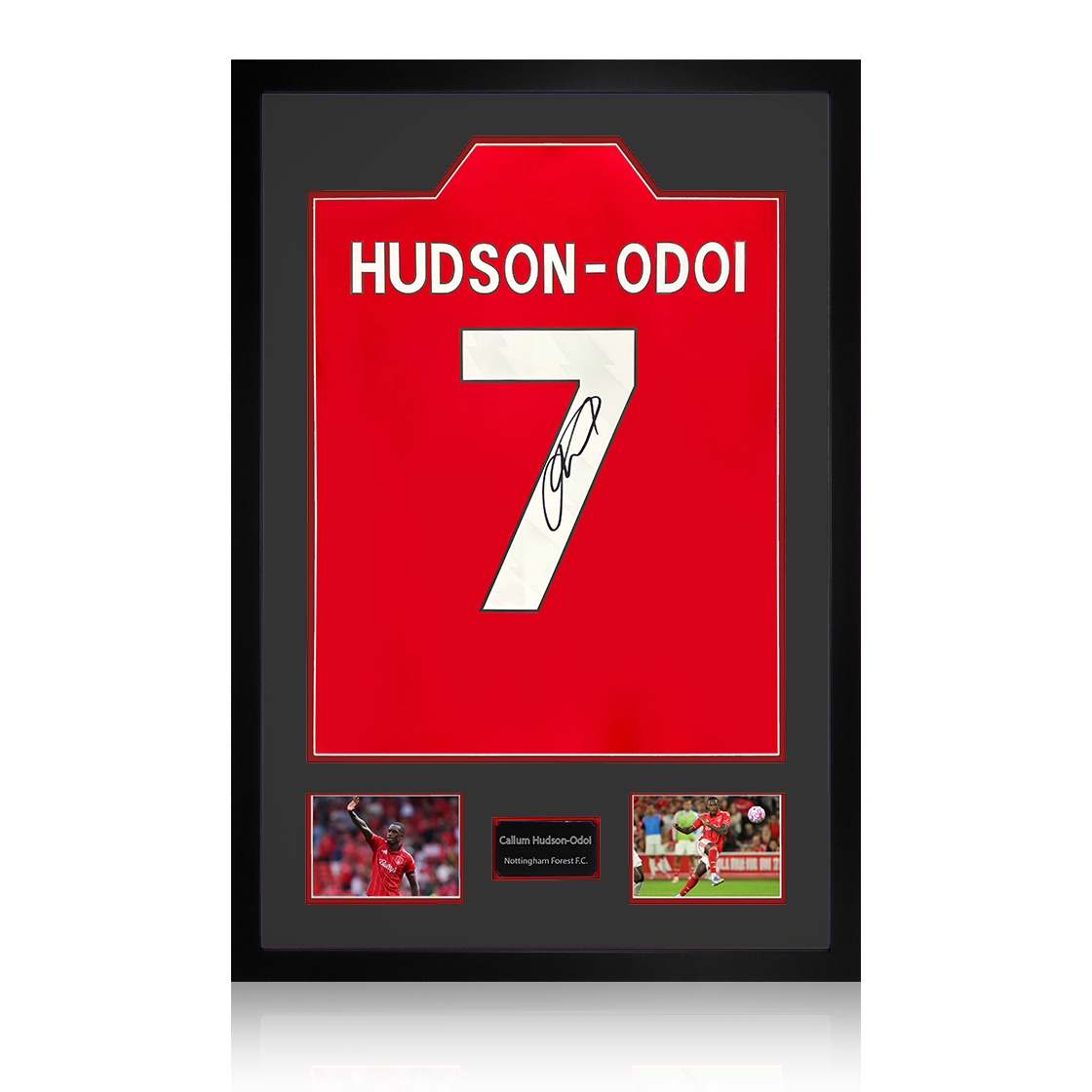 Callum Hudson-Odoi Signed Nottingham Forest Shirt Premium Frame