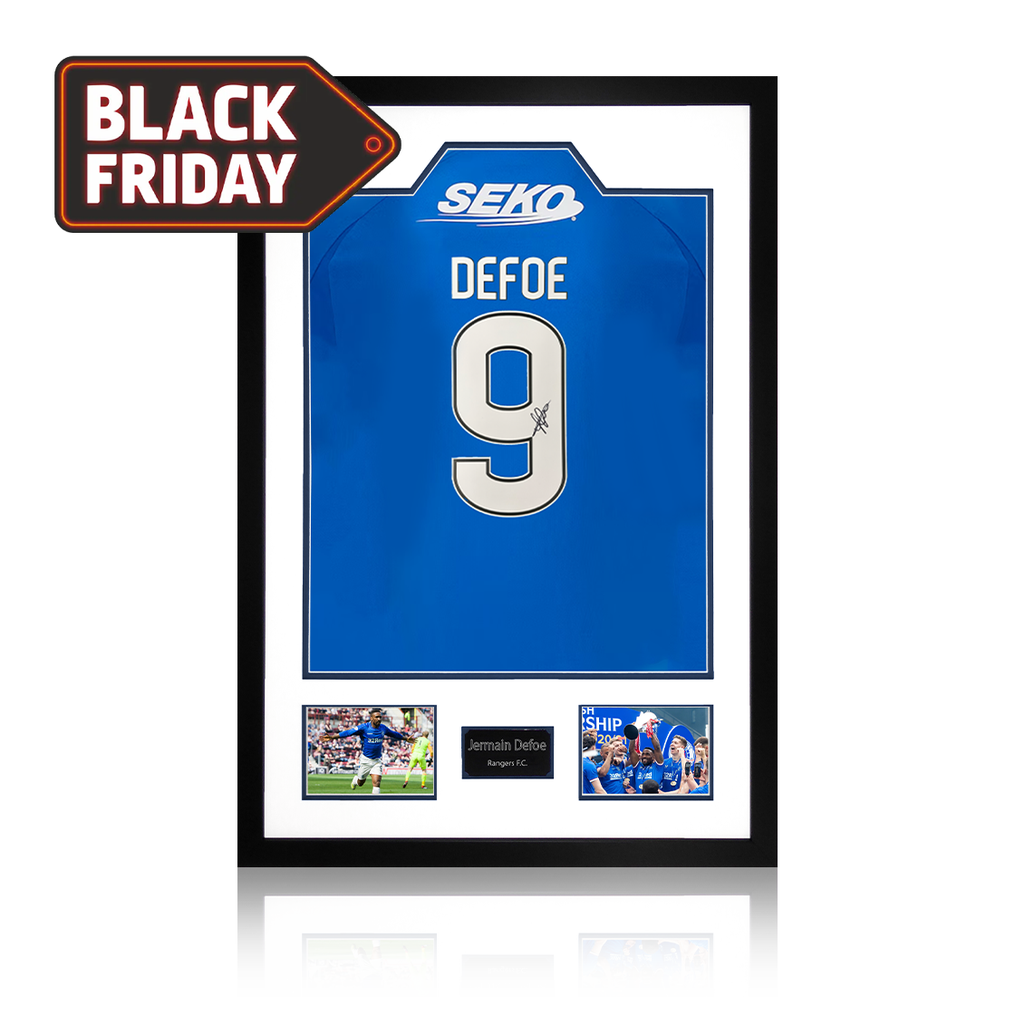 Jermain Defoe Signed Rangers Shirt Premium Frame