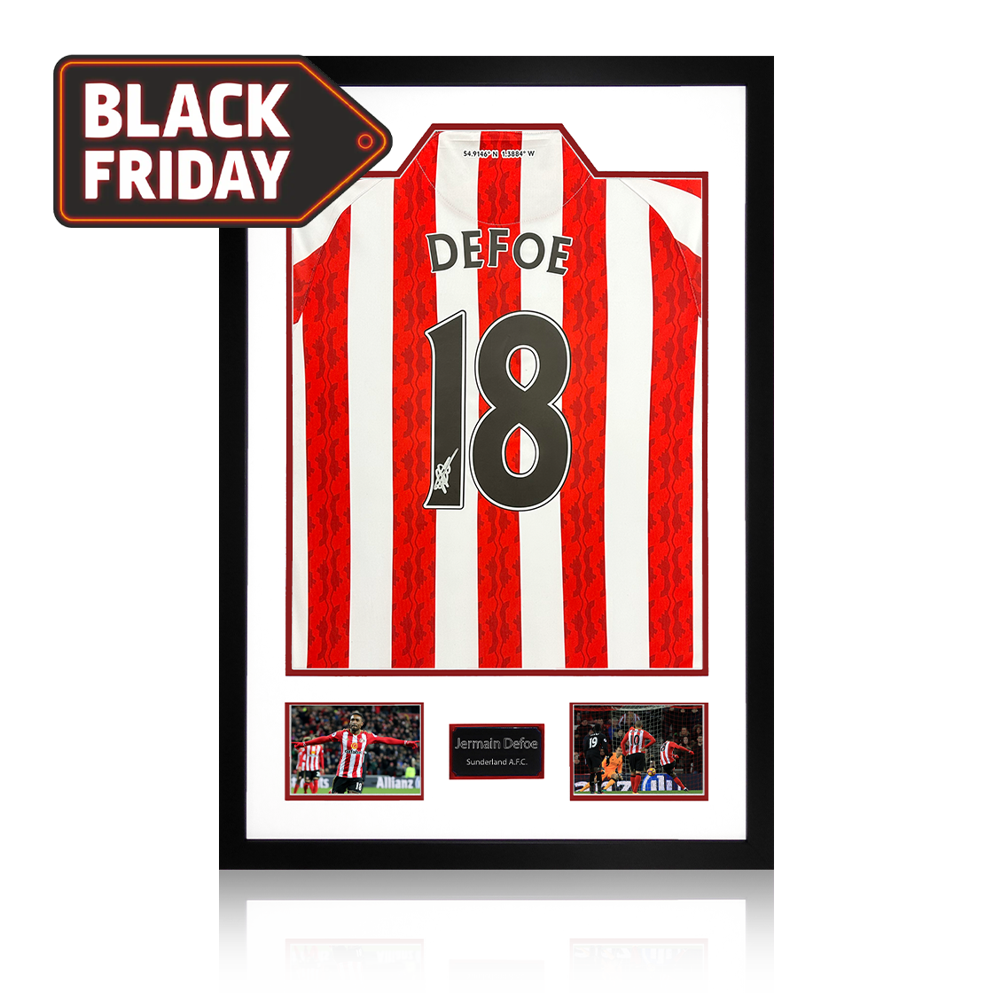 Jermain Defoe Signed Sunderland Shirt Premium Frame