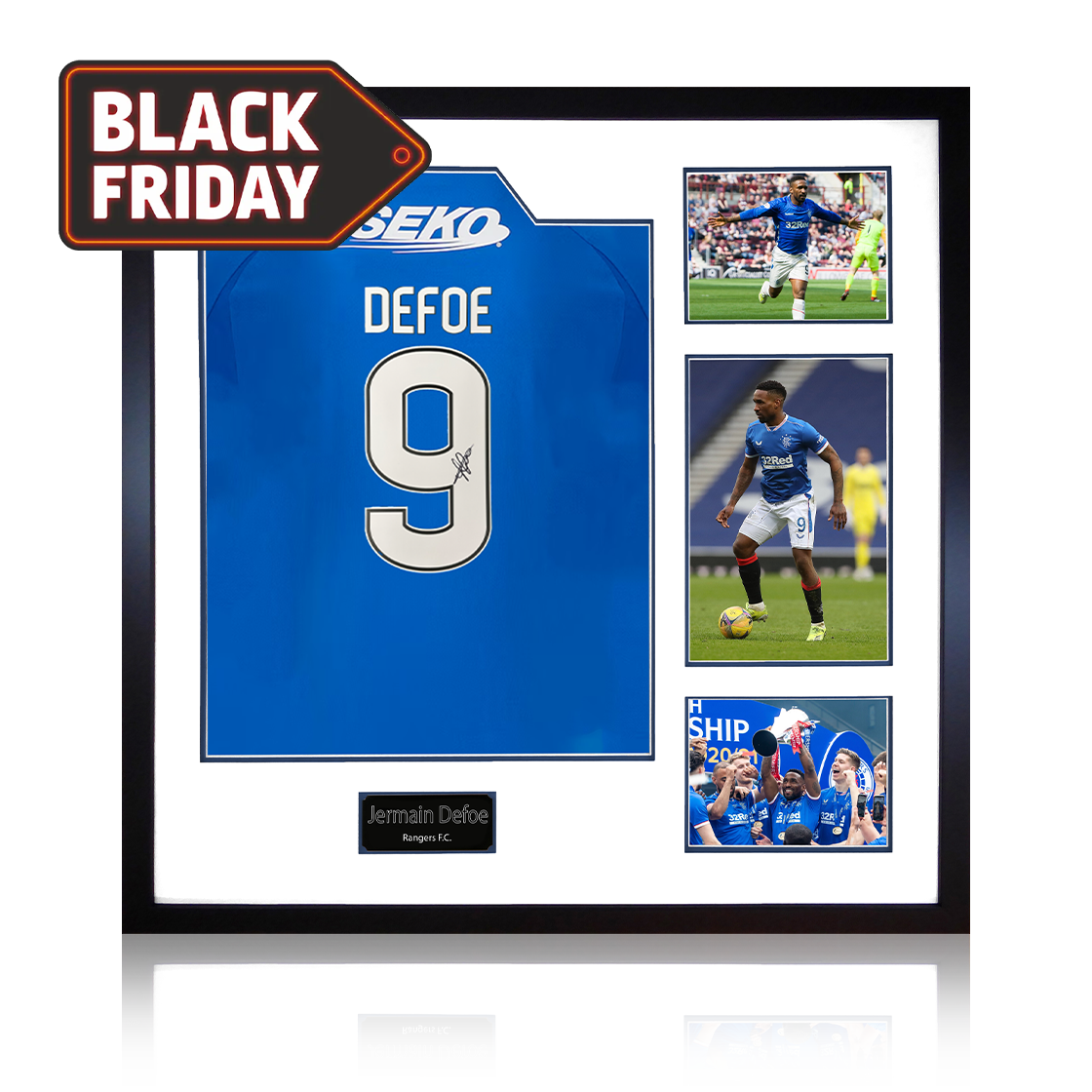 Jermain Defoe Signed Rangers Shirt Elite Frame