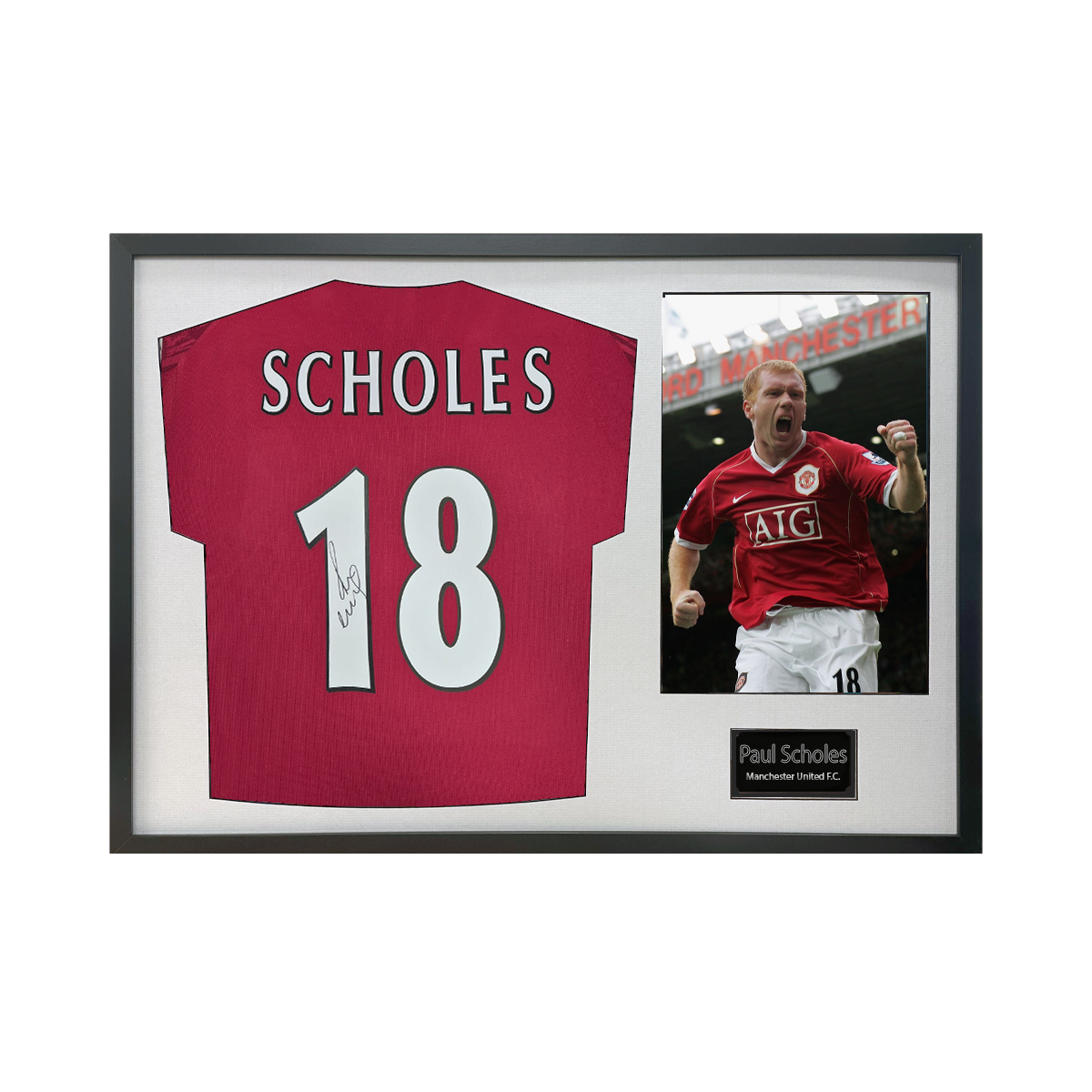 Paul Scholes Signed Manchester United Shirt Classic Frame