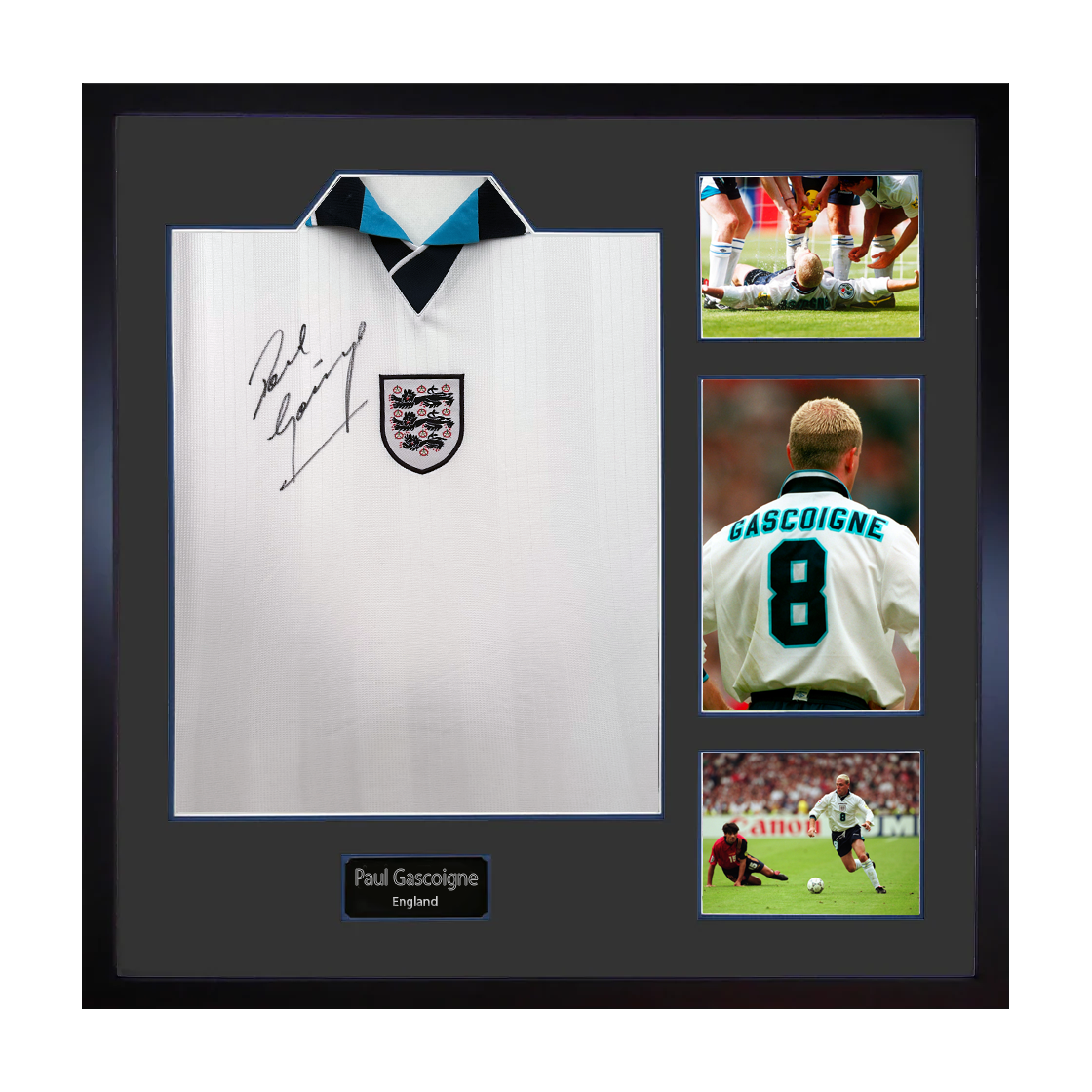 Paul Gascogine Signed England '96 Shirt Elite Frame