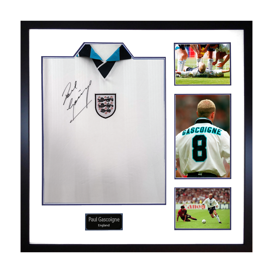 Paul Gascogine Signed England '96 Shirt Elite Frame
