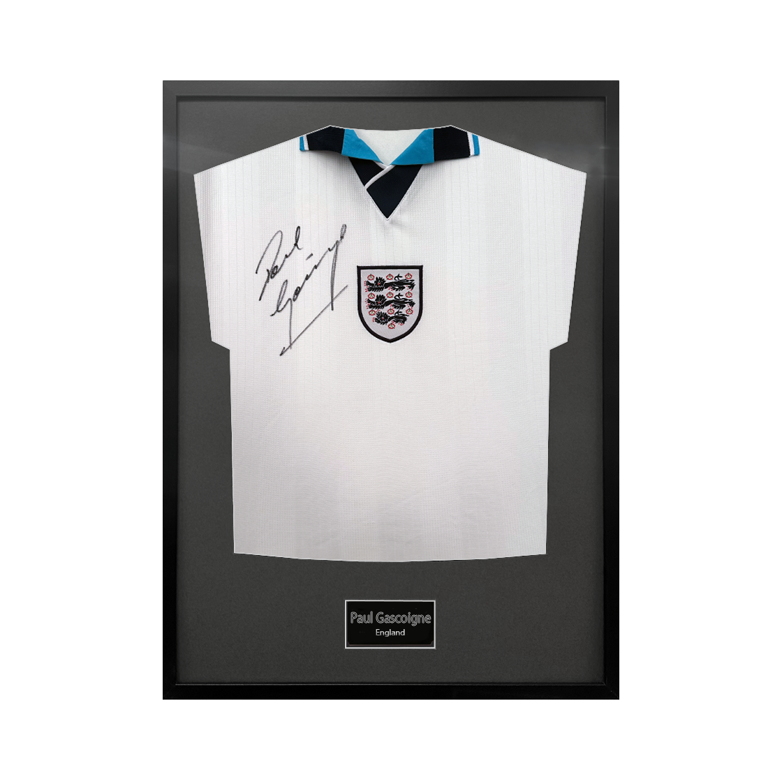 Paul Gascogine Signed England '96 Shirt Standard Frame