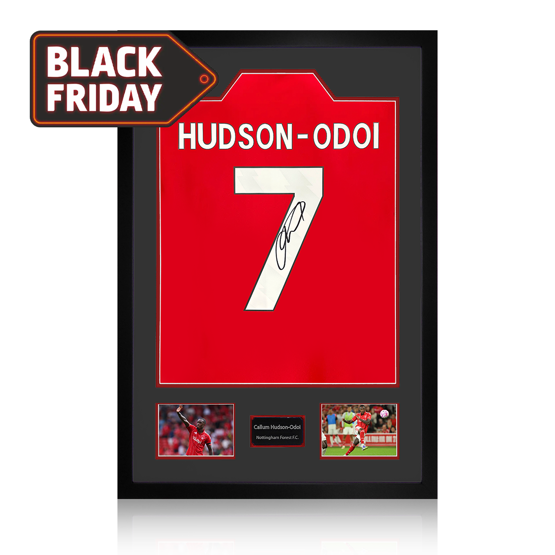Callum Hudson-Odoi Signed Nottingham Forest Shirt Premium Frame