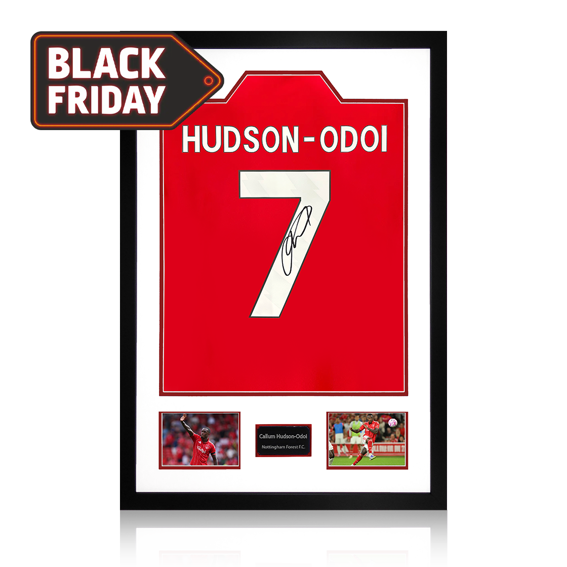 Callum Hudson-Odoi Signed Nottingham Forest Shirt Premium Frame