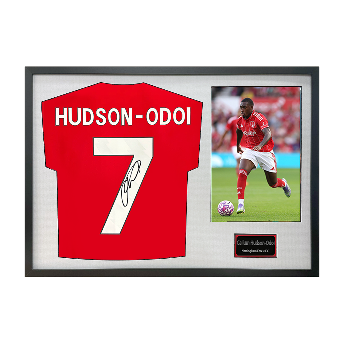 Callum Hudson-Odoi Signed Nottingham Forest Shirt Classic Frame