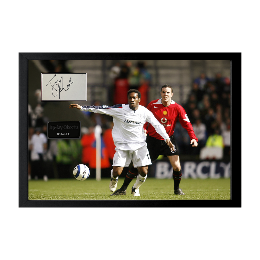 Jay-Jay Okocha Signed Bolton Cut Iconic Frame (ACG Cert)