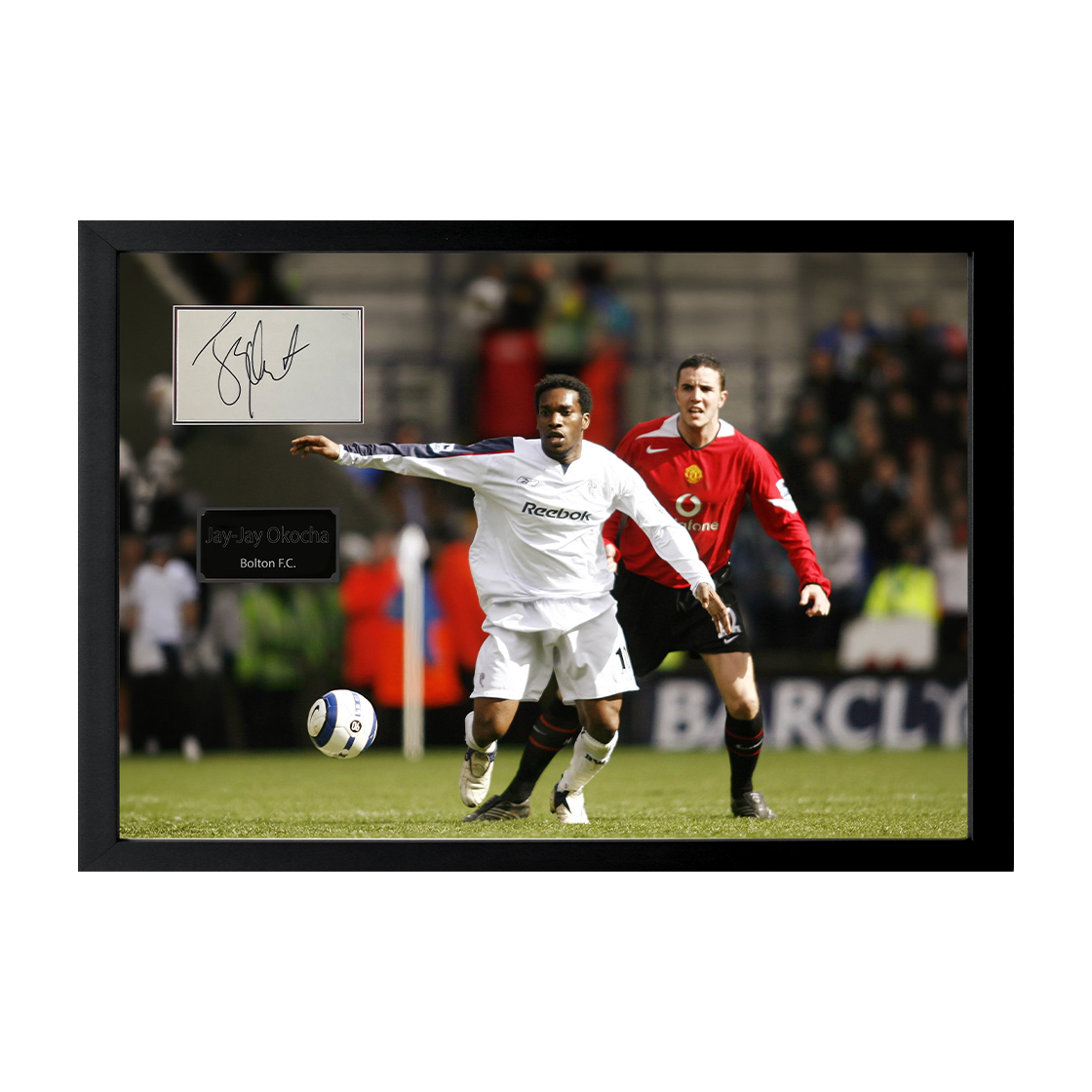 Jay-Jay Okocha Signed Bolton Cut Iconic Frame (ACG Cert)