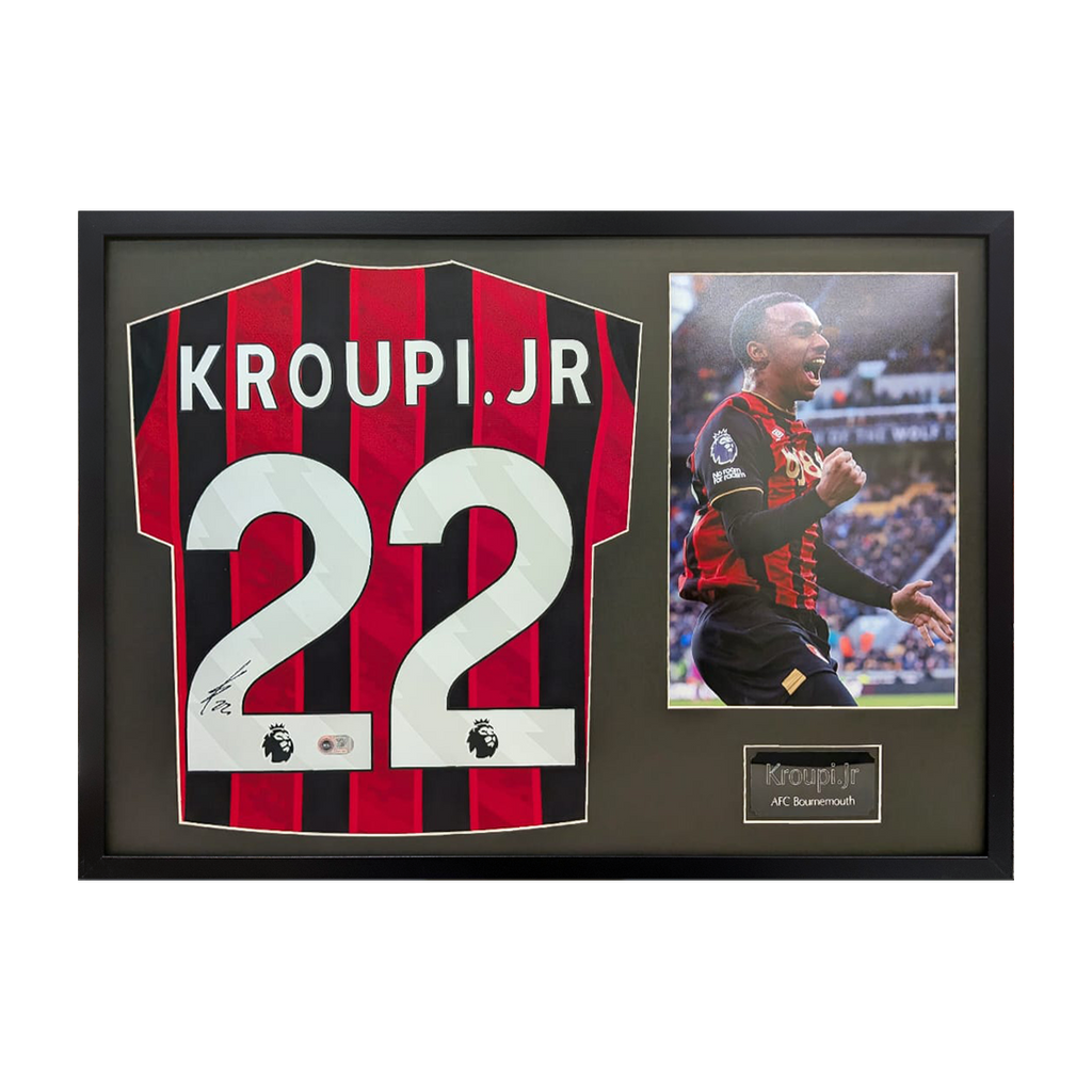 Eli Junior Kroupi Signed AFC Bournemouth Shirt Classic Frame (ACG Cert)