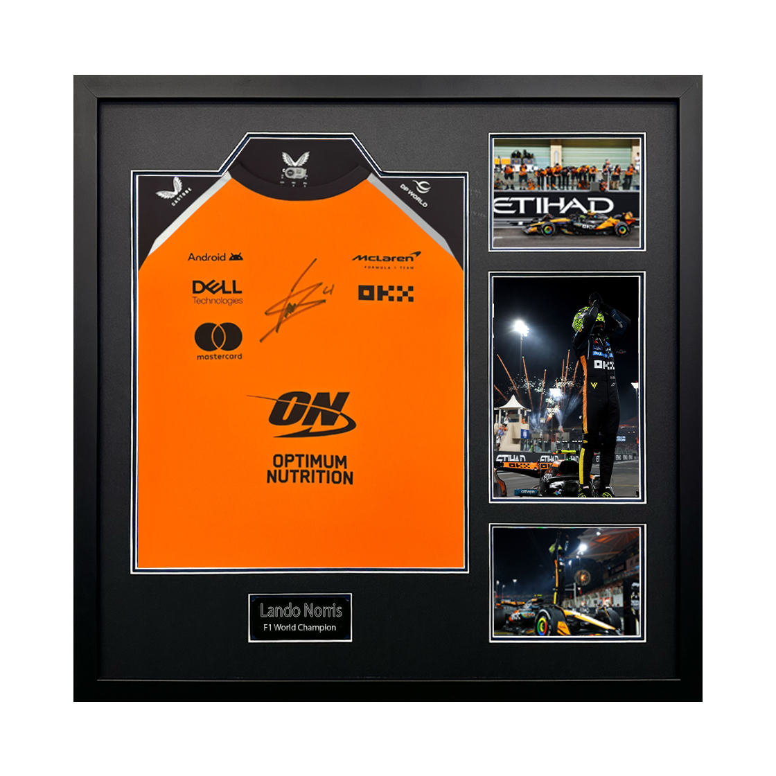Lando Norris Signed McLaren F1 Shirt Elite Frame (ACG Cert)