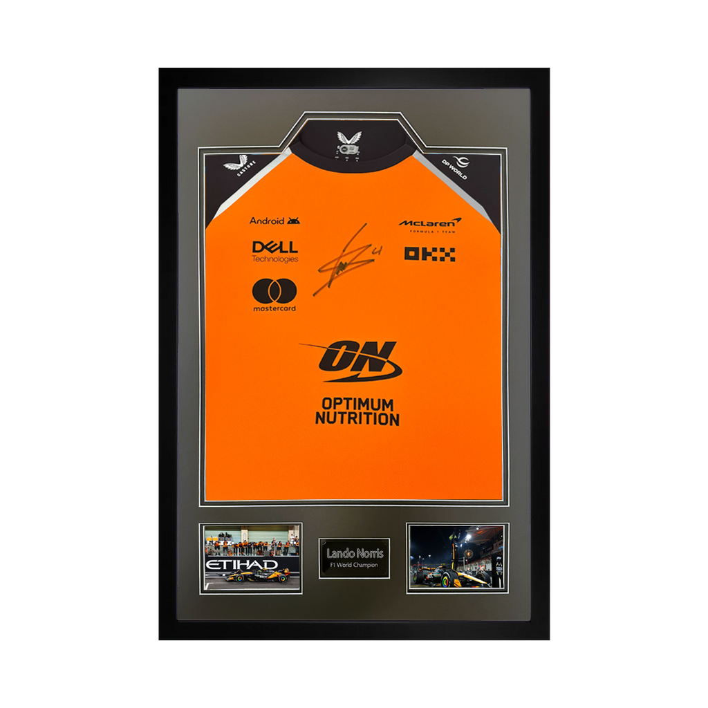 Lando Norris Signed McLaren F1 Shirt Premium Frame (ACG Cert)