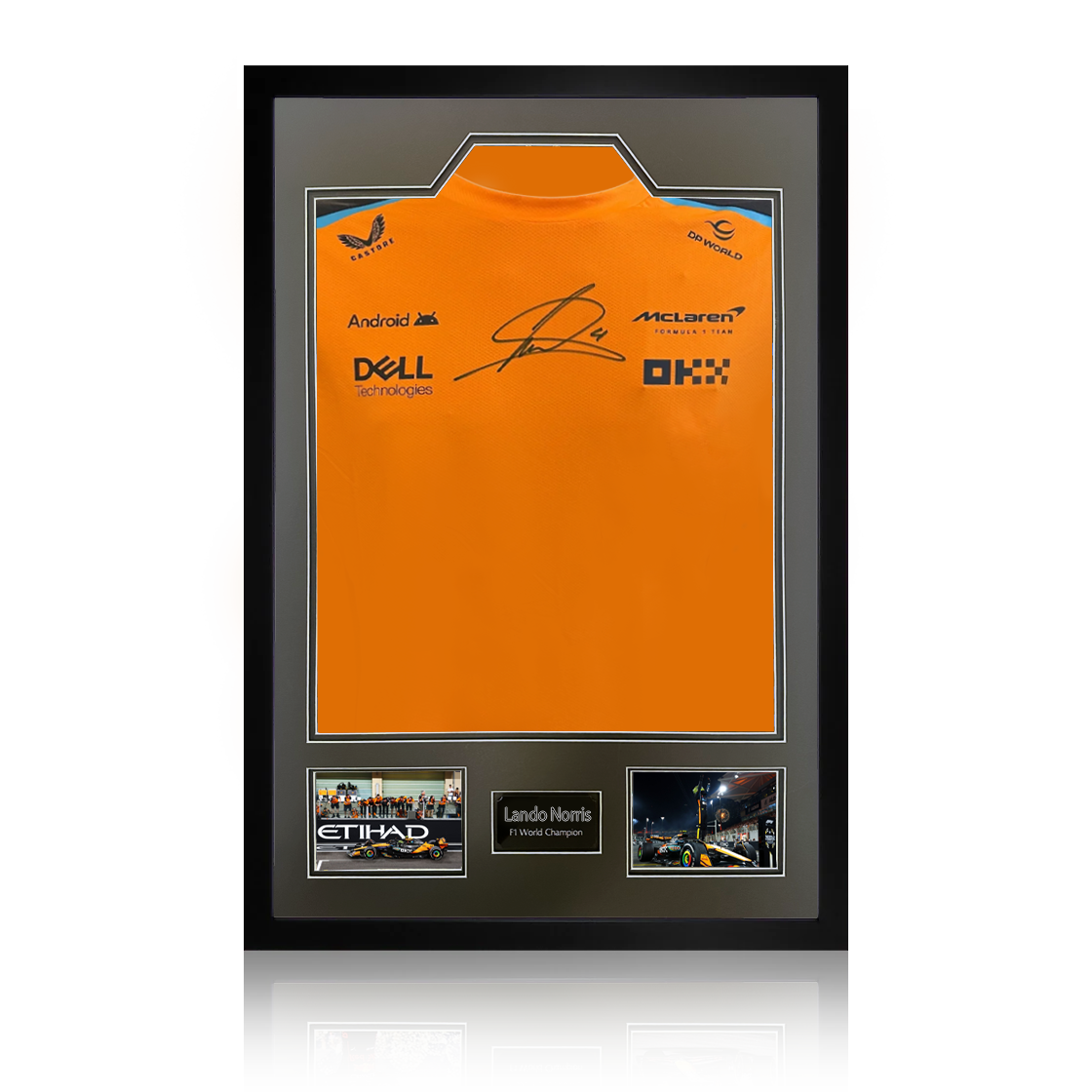Lando Norris Signed McLaren F1 Shirt Premium Frame